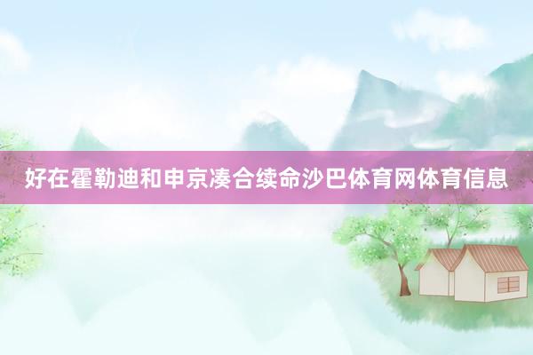 好在霍勒迪和申京凑合续命沙巴体育网体育信息