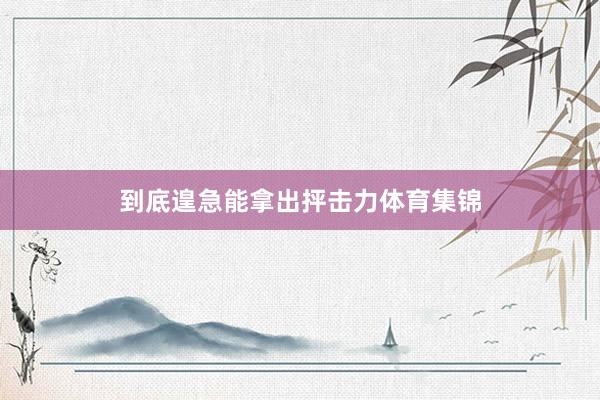 到底遑急能拿出抨击力体育集锦